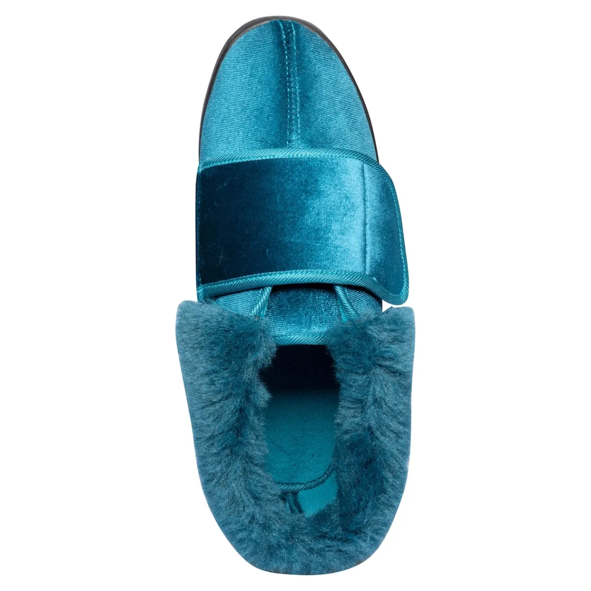 Damen Die moderne Hausfrau Kuschel-Kletthausschuh "Carmen" petrol