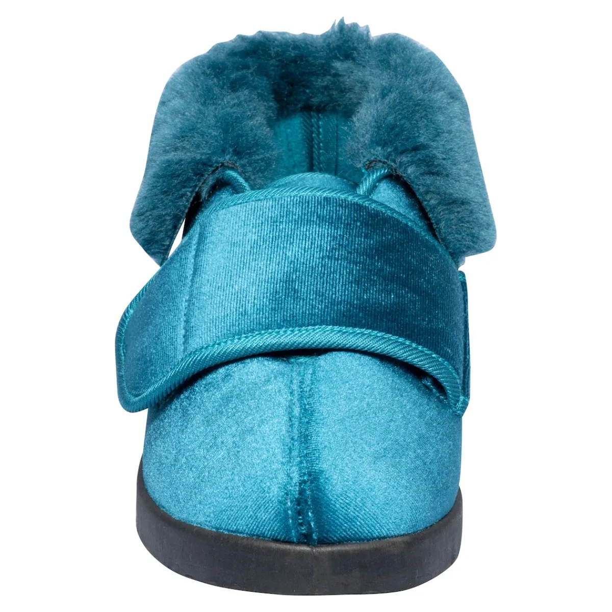 Damen Die moderne Hausfrau Kuschel-Kletthausschuh "Carmen" petrol