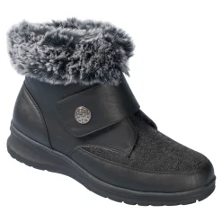 Damen Die moderne Hausfrau Kuschel-Klettstiefelette „Steffi“ schwarz