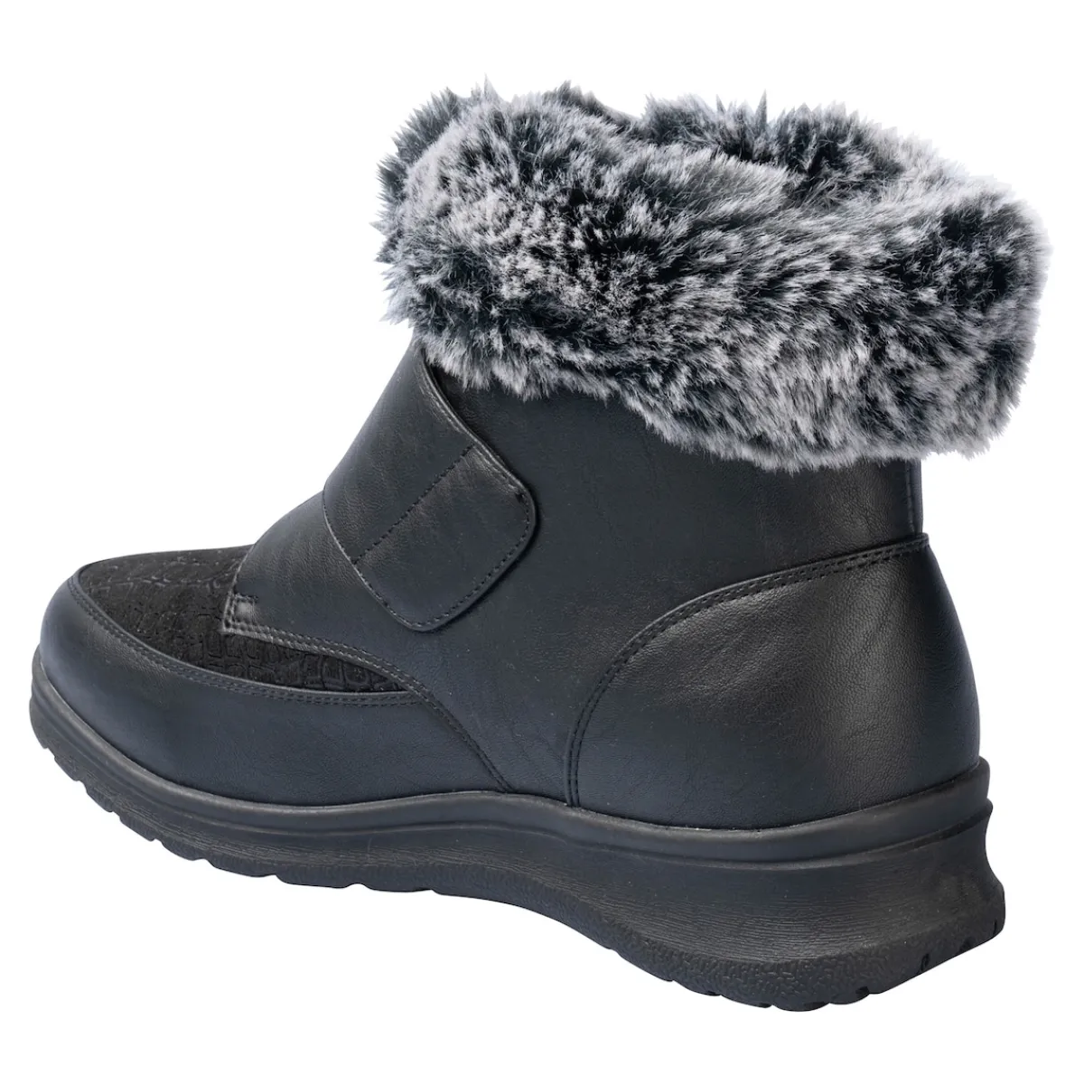 Damen Die moderne Hausfrau Kuschel-Klettstiefelette „Steffi“ schwarz