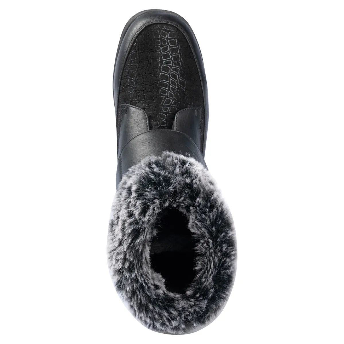 Damen Die moderne Hausfrau Kuschel-Klettstiefelette „Steffi“ schwarz