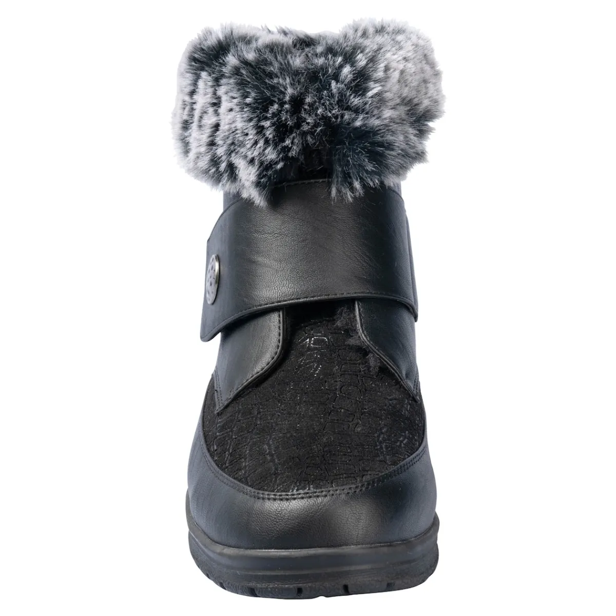 Damen Die moderne Hausfrau Kuschel-Klettstiefelette „Steffi“ schwarz