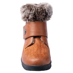 Damen Die moderne Hausfrau Kuschel-Klettstiefelette „Steffi“ cognac