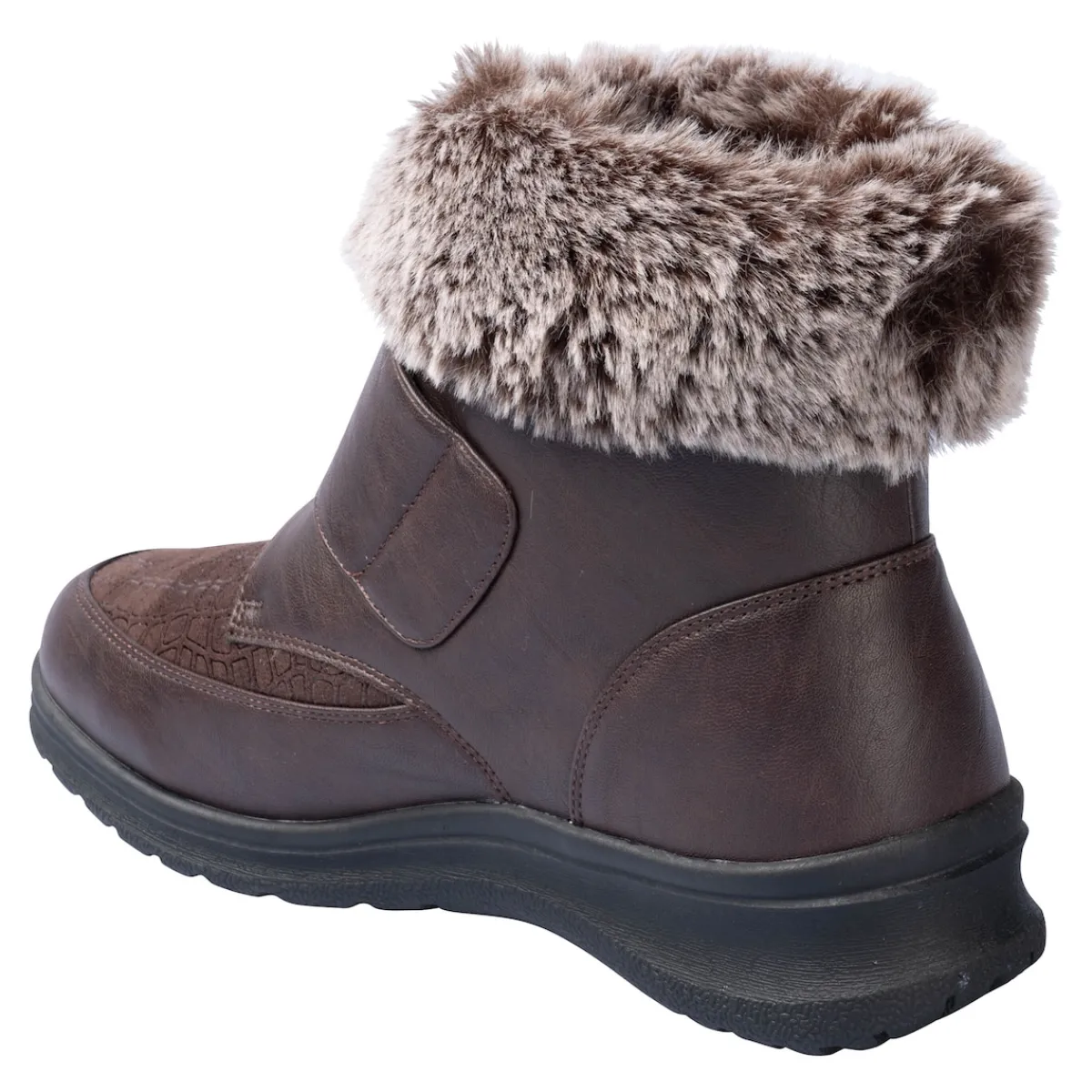 Damen Die moderne Hausfrau Kuschel-Klettstiefelette „Steffi“ schokobraun