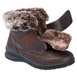 Damen Die moderne Hausfrau Kuschel-Klettstiefelette „Steffi“ schokobraun