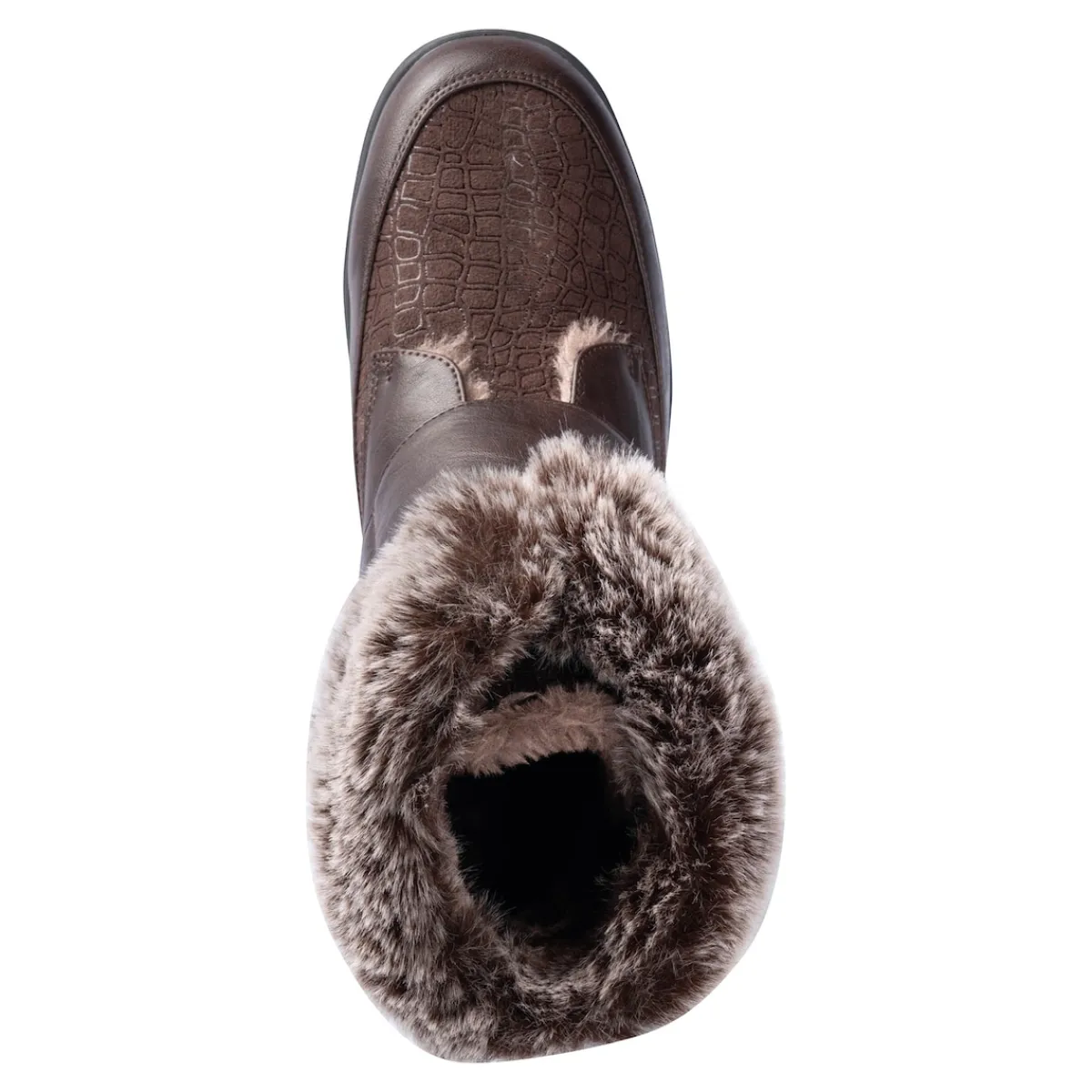 Damen Die moderne Hausfrau Kuschel-Klettstiefelette „Steffi“ schokobraun