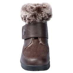 Damen Die moderne Hausfrau Kuschel-Klettstiefelette „Steffi“ schokobraun