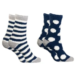 Die moderne Hausfrau Kuschelsocken „Punkte/Steifen“, 2 Paar