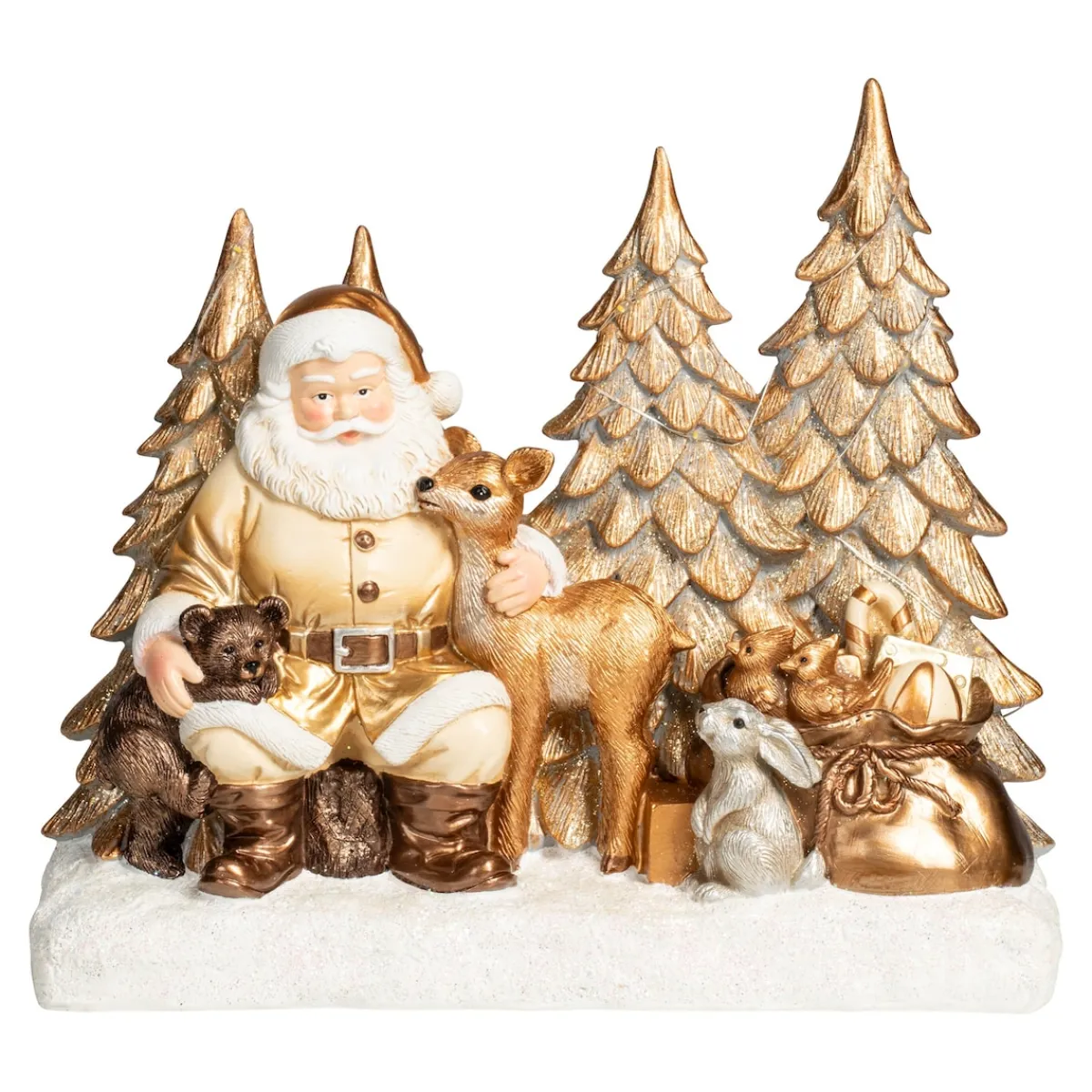 Die moderne Hausfrau LED-Dekofigur „Santa mit den Tieren“