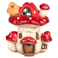 Die moderne Hausfrau LED-Dekofigur-Pilzhaus Vogel