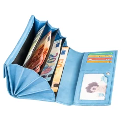 Damen Die moderne Hausfrau Lederbörse „Hibiskus“ hellblau