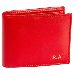 Damen Die moderne Hausfrau Lederbörse „Sicherheitsfach“ mit Initialen rot