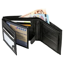 Damen Die moderne Hausfrau Lederbörse „Sicherheitsfach“ mit Initialen schwarz