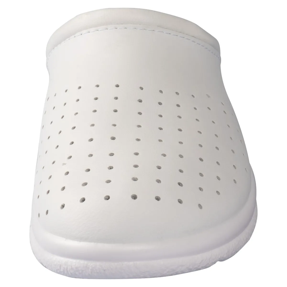 Damen Die moderne Hausfrau Leder-Pantolette für Herren weiß