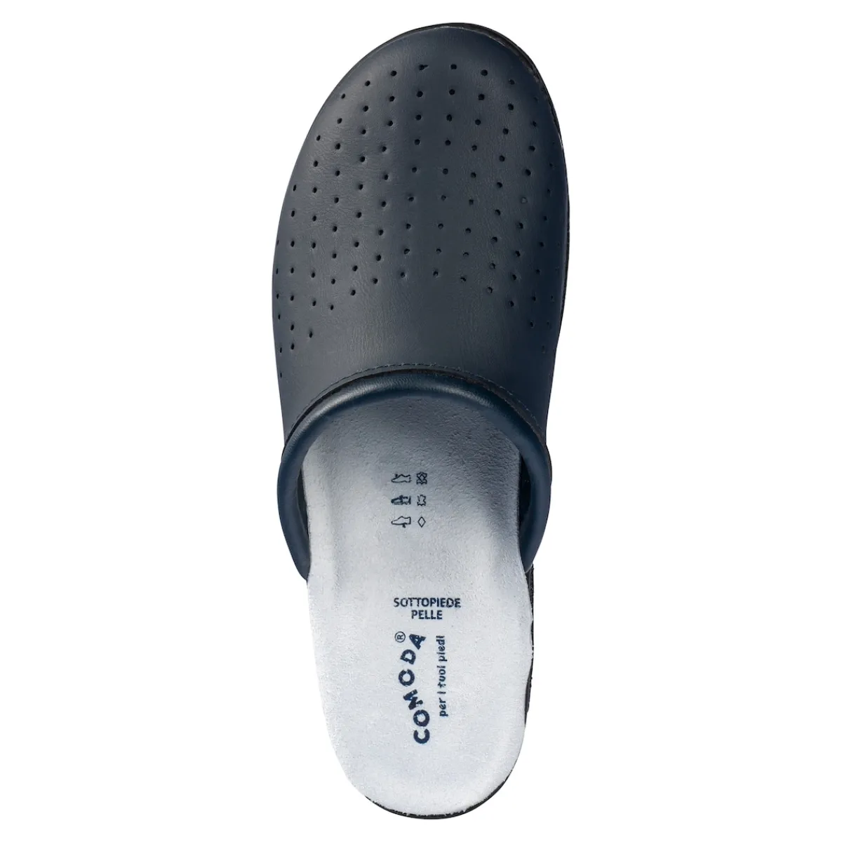 Damen Die moderne Hausfrau Leder-Pantolette für Herren blau