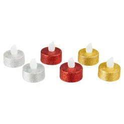 Die moderne Hausfrau LED-Glitter-Teelichter, 6 Stück rot | silber | gold