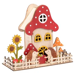 Die moderne Hausfrau LED-Holzdeko „Igel-Haus“