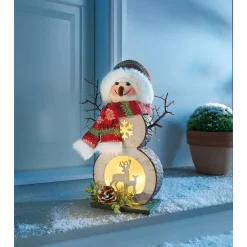 Die moderne Hausfrau LED-Holzfigur "Schneemann"