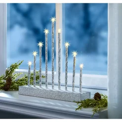 Die moderne Hausfrau LED-Kerzentreppe „Glitter“ silber