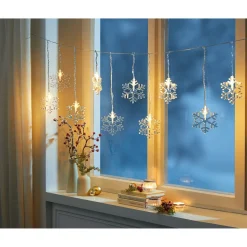 Die moderne Hausfrau LED-Lichtervorhang „Schneeflocken“, 95 cm