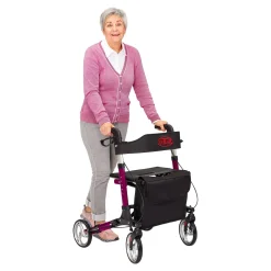 Die moderne Hausfrau Leichtgewicht-Rollator Premium, Aluminium, mit Rückengurt und Tasche - AT51006 lila