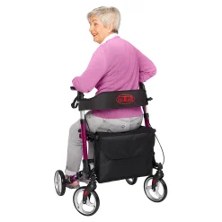 Die moderne Hausfrau Leichtgewicht-Rollator Premium, Aluminium, mit Rückengurt und Tasche - AT51006 lila