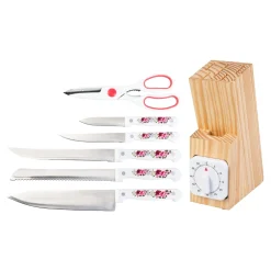 Die moderne Hausfrau Messerblock „Rosen“, 7-teilig