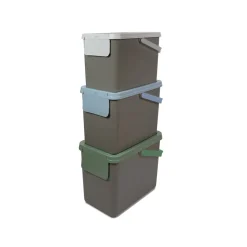 Die moderne Hausfrau Müllbehälter, 3er Set, je 25 l, stapelbar grau
