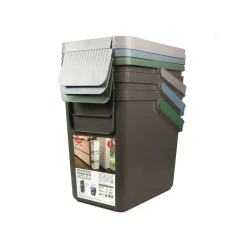 Die moderne Hausfrau Müllbehälter, 3er Set, je 25 l, stapelbar grau