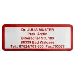 Die moderne Hausfrau Namensaufkleber "Schrifttyp A" rot