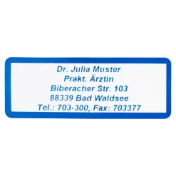 Die moderne Hausfrau Namensaufkleber "Schrifttyp B" blau