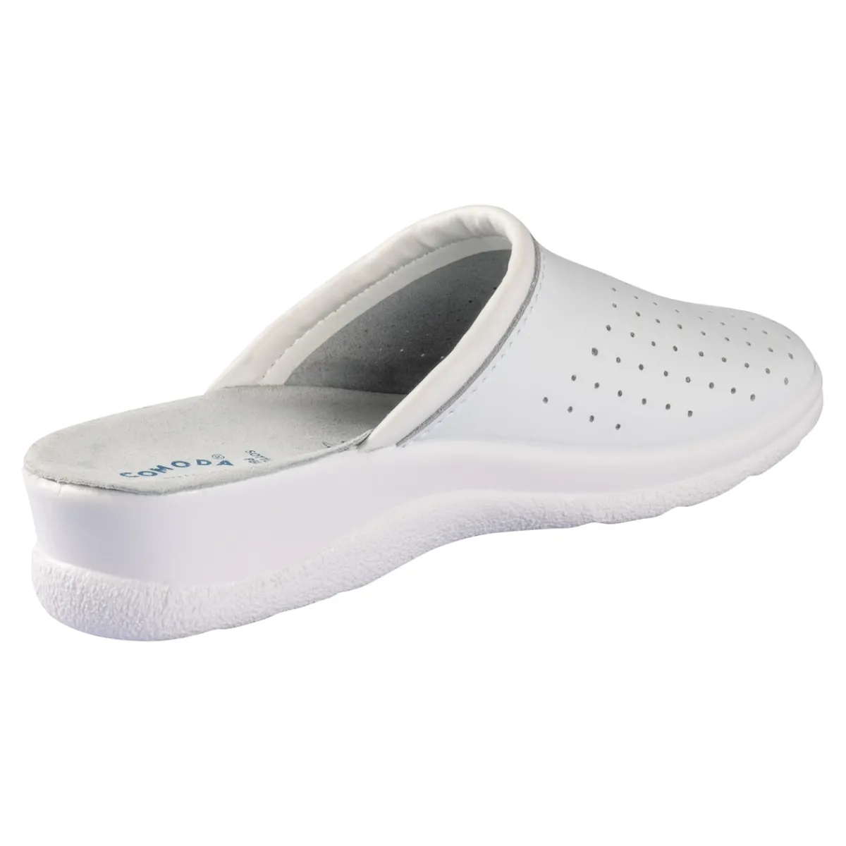 Damen Die moderne Hausfrau Pantolette mit Leder für Damen weiß