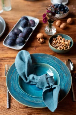 Die moderne Hausfrau Pastateller-Set, Steinzeug TIEFER SEE Blau / Grün