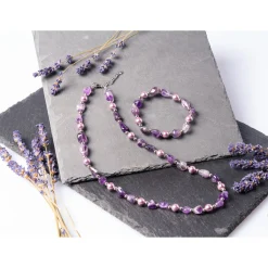 Damen Die moderne Hausfrau Perlenschmuck-Set „Amethyst“, 2-teilig