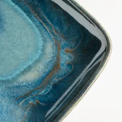 Die moderne Hausfrau Platten-Set, Steinzeug TIEFER SEE Blau / Grün