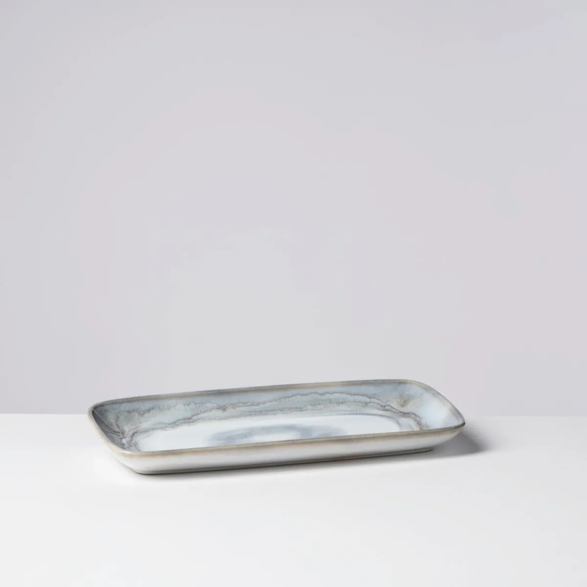 Die moderne Hausfrau Platten-Set, Steinzeug TIEFER SEE Grau / Weiß