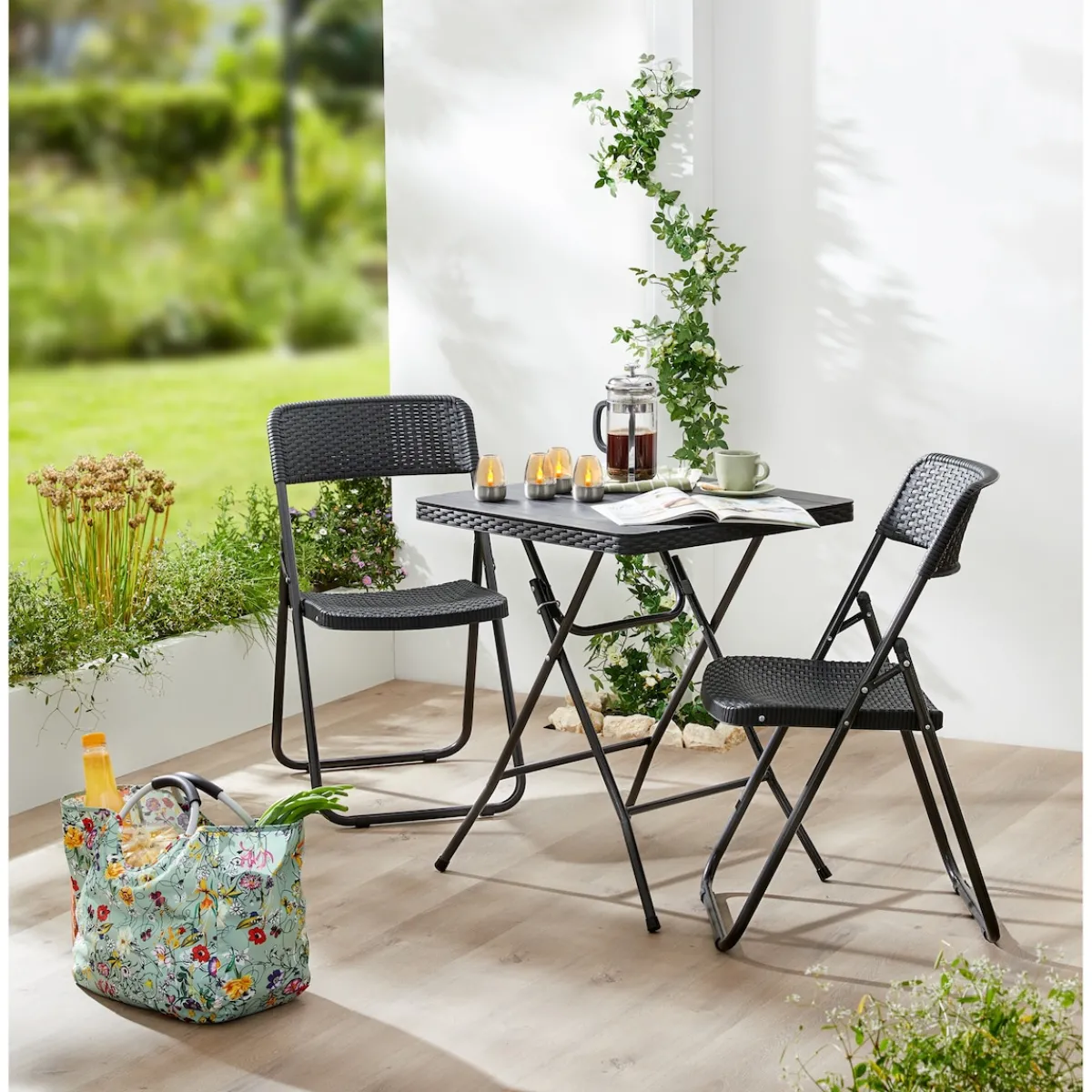 Die moderne Hausfrau Platzspar-Sitzgruppe "Rattanoptik"