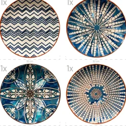 Die moderne Hausfrau Platzteller-Set, Steinzeug Iberico Blue 4 x Platzteller