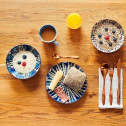 Die moderne Hausfrau Platzteller-Set, Steinzeug Iberico Blue 4 x Platzteller