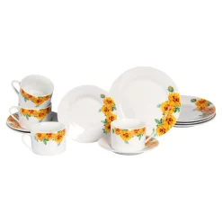 Die moderne Hausfrau Porzellan-Kaffeeservice „Sonnenblume“, 12-teilig