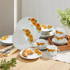 Die moderne Hausfrau Porzellan-Kaffeeservice „Sonnenblume“, 12-teilig
