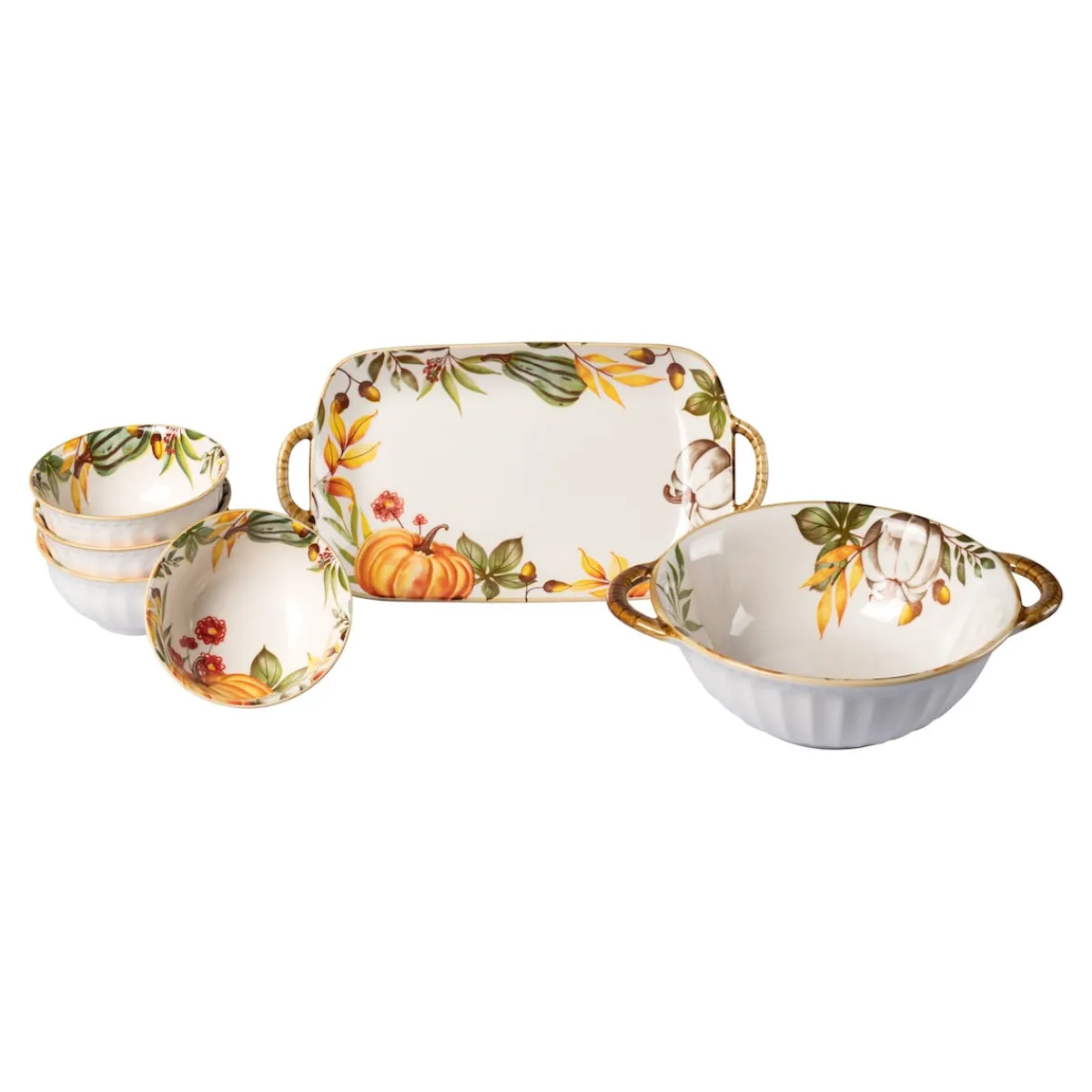 Die moderne Hausfrau Porzellan-Set „Goldener Herbst“, 6-teilig