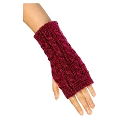 Damen Die moderne Hausfrau Pulswärmer-Handschuh „2 in 1“ bordeaux