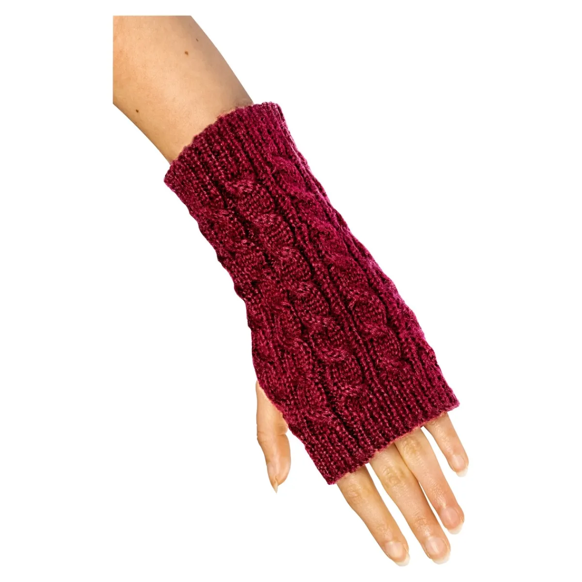 Damen Die moderne Hausfrau Pulswärmer-Handschuh „2 in 1“ bordeaux