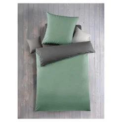 Die moderne Hausfrau Renforcé-Bettwäsche, 2-teilig, 135x200 cm salbei/grau
