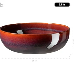 Die moderne Hausfrau Salatschüsselset, Steinzeug Elina Uno Rot / Braun