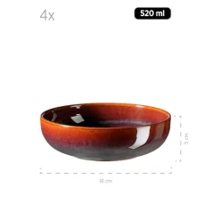 Die moderne Hausfrau Salatschüsselset, Steinzeug Elina Uno Rot / Braun