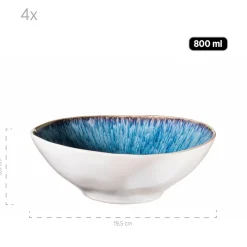 Die moderne Hausfrau Salatschüssel-Set, Steinzeug Frozen Blau