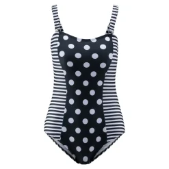 Damen Die moderne Hausfrau Schlank-Badeanzug „Punkte/Streifen“