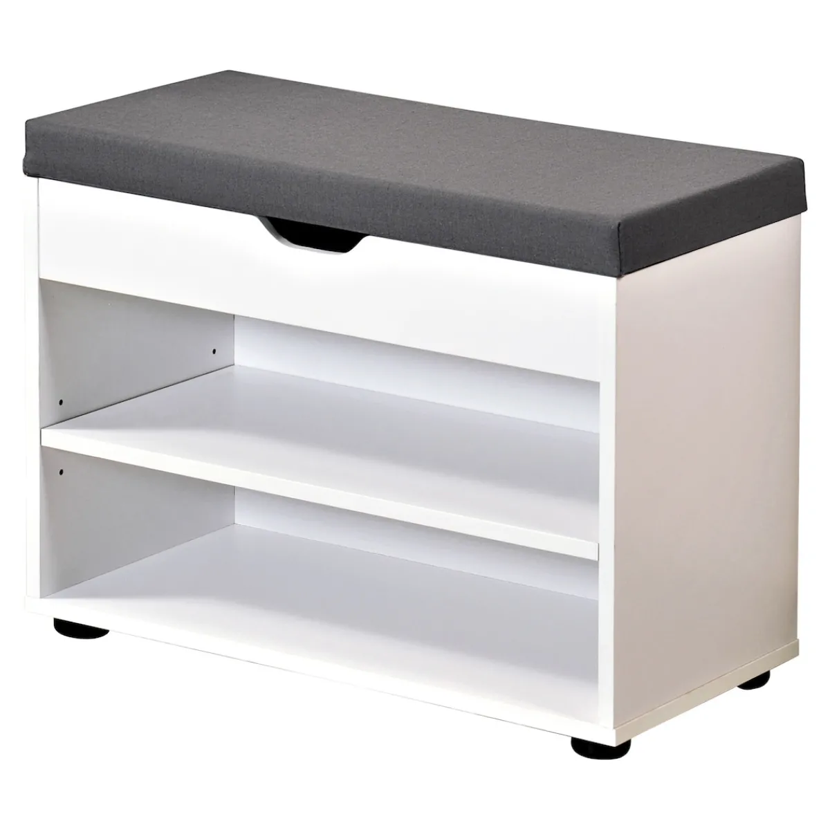 Die moderne Hausfrau Schuhschrank mit Sitzkissen, 2 Fächer weiß